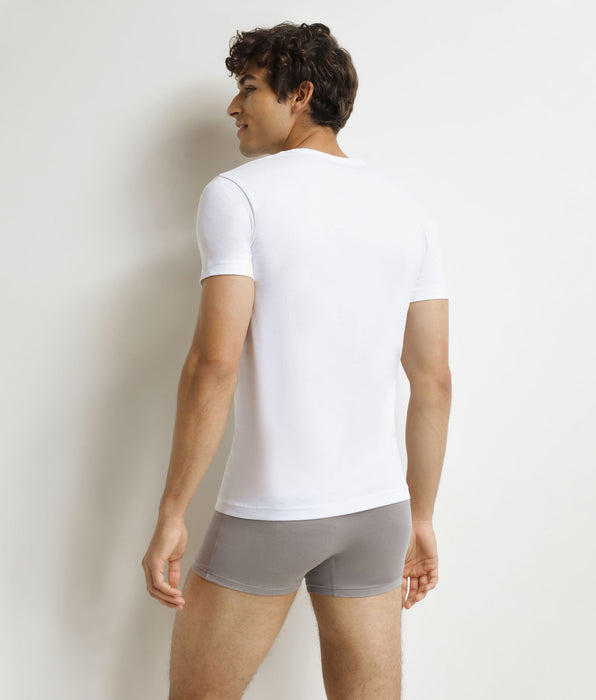 DIM Set van 2 EcoDim witte katoenen V-hals T-shirts voor Heren