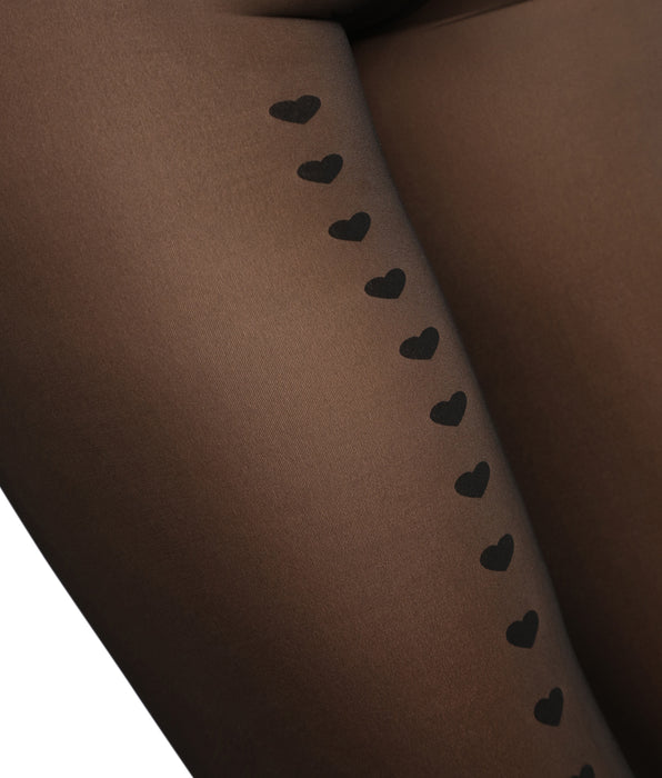 DIM Collant chaud effet transparent noir à coeurs Thermo