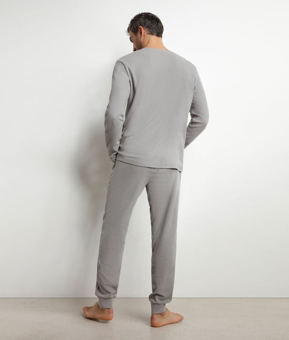 DIM Pyjamabroek in grijze jersey met serafino-kraag Dim Nightwear