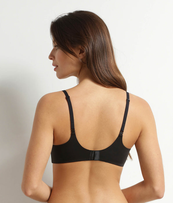 DIM Soutien-gorge paddé sans armature en microfibre Noir Dim Invisible