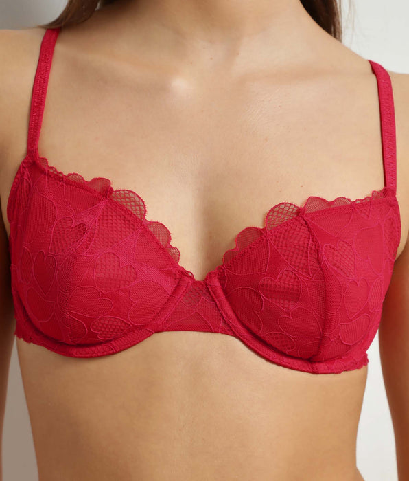 DIM Red Love kanten push-up bh met hartjespatroon