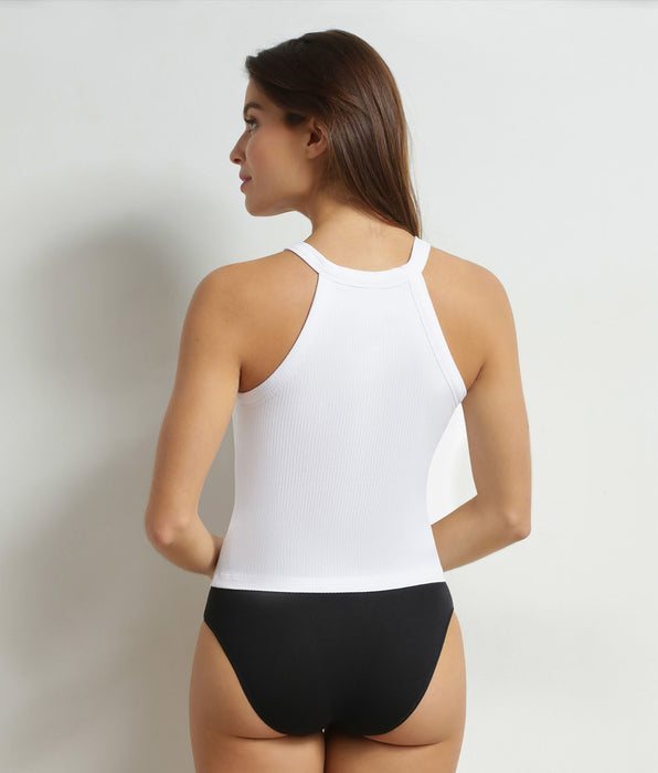 DIM Top femme col américain brassière intégrée Blanc Dim Summer