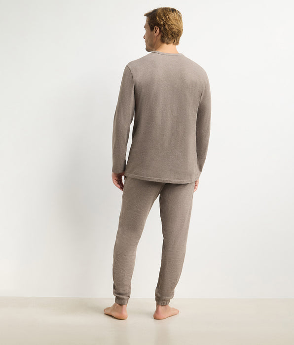 DIM Ensemble pyjama pantalon homme marron mélange Dim Jersey Elastane